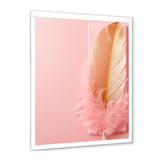Boho Glam Gold and Pink Feather Elegance - Feathers Living Room Wall Art