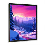 Winter Scenery Pink Evening Glow In The Mountains - Feathers Canvas Wall Art