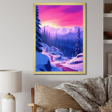 Winter Scenery Pink Evening Glow In The Mountains - Feathers Canvas Wall Art