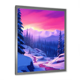 Winter Scenery Pink Evening Glow In The Mountains - Feathers Canvas Wall Art