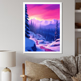 Winter Scenery Pink Evening Glow In The Mountains - Feathers Canvas Wall Art