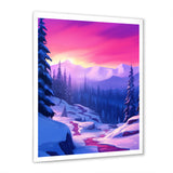 Winter Scenery Pink Evening Glow In The Mountains - Feathers Canvas Wall Art
