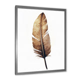 Brown Boho Feather On White Watercolor - Feathers Canvas Wall Art