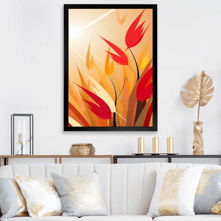 Retro Autumn Leaves In The Meadows - Feathers Wall Art Prints