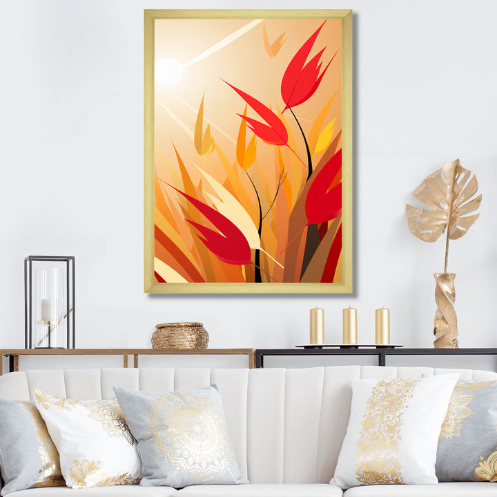 Retro Autumn Leaves In The Meadows - Feathers Wall Art Prints
