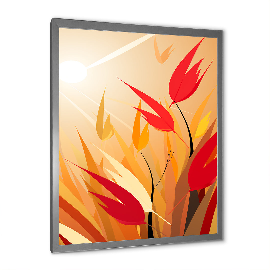 Retro Autumn Leaves In The Meadows - Feathers Wall Art Prints