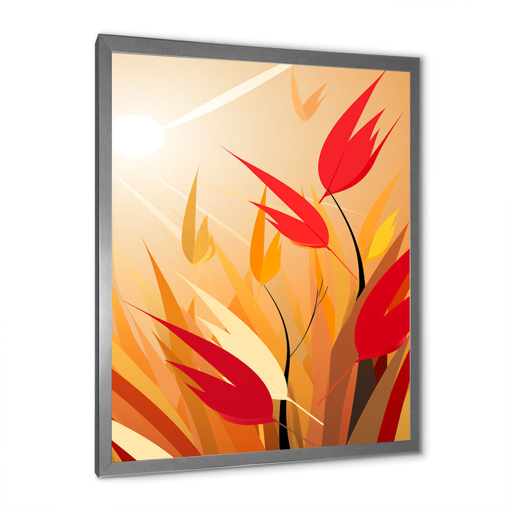Retro Autumn Leaves In The Meadows - Feathers Wall Art Prints
