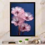 Delicate Pink Dandelion Flowers On Blue Sky - Feathers Wall Art Prints