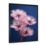 Delicate Pink Dandelion Flowers On Blue Sky - Feathers Wall Art Prints