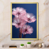 Delicate Pink Dandelion Flowers On Blue Sky - Feathers Wall Art Prints