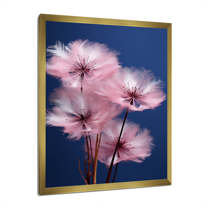 Delicate Pink Dandelion Flowers On Blue Sky - Feathers Wall Art Prints