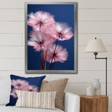 Delicate Pink Dandelion Flowers On Blue Sky - Feathers Wall Art Prints