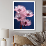 Delicate Pink Dandelion Flowers On Blue Sky - Feathers Wall Art Prints