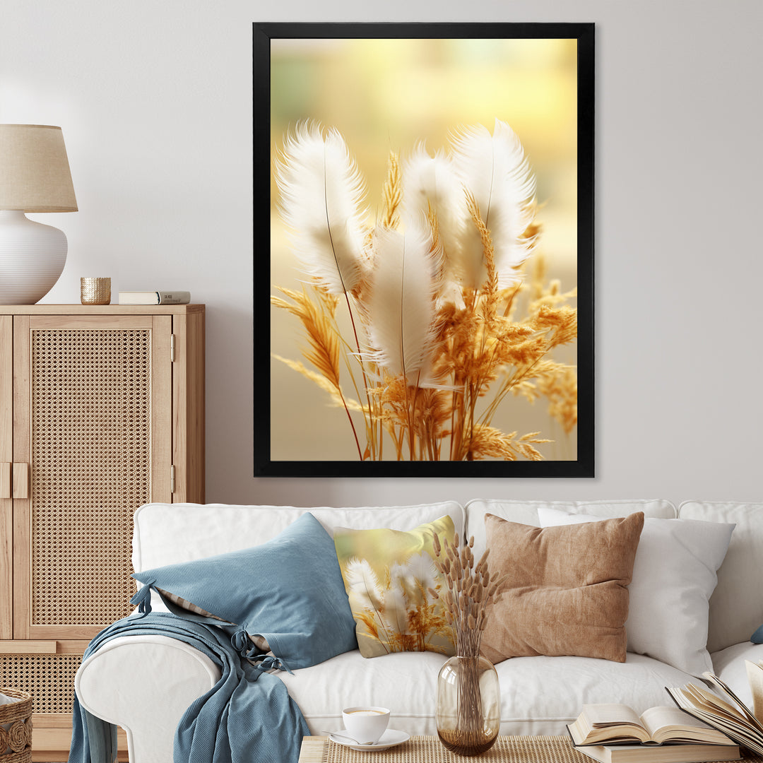 Delicate Spring Blossoming In The Meadows - White Feathers Wall Art