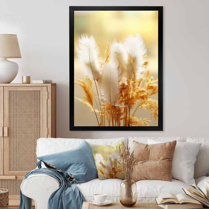 Delicate Spring Blossoming In The Meadows - White Feathers Wall Art