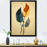 Retro Blue And Amber Orange Boho Feathers - Blue Feathers Wall Art