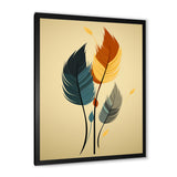 Retro Blue And Amber Orange Boho Feathers - Blue Feathers Wall Art