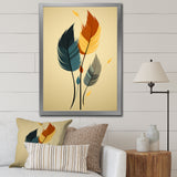 Retro Blue And Amber Orange Boho Feathers - Blue Feathers Wall Art