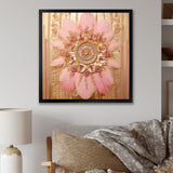 Boho Glam Pink And Gold Dreamcatcher - Feathers Framed Canvas Art