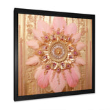 Boho Glam Pink And Gold Dreamcatcher - Feathers Framed Canvas Art