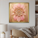 Boho Glam Pink And Gold Dreamcatcher - Feathers Framed Canvas Art