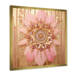 Boho Glam Pink And Gold Dreamcatcher - Feathers Framed Canvas Art