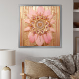 Boho Glam Pink And Gold Dreamcatcher - Feathers Framed Canvas Art