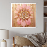 Boho Glam Pink And Gold Dreamcatcher - Feathers Framed Canvas Art