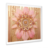 Boho Glam Pink And Gold Dreamcatcher - Feathers Framed Canvas Art