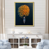 Arial View Small Boat On The Calm Lake - Boat Canvas Wall Art