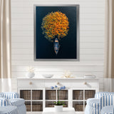 Arial View Small Boat On The Calm Lake - Boat Canvas Wall Art