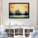 Sailboat At Sunset Vintage Illustration - Boat Canvas Wall Art