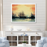 Sailboat At Sunset Vintage Illustration - Boat Canvas Wall Art