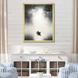 Solitary Fisher Boat Misty Lake Black White - Boat Canvas Wall Art