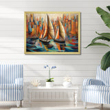 Abstract Sailboats At Sunset Cubist Minimalism - Boat Canvas Wall Art