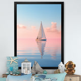 Solitary Sailboat Tranquility Pastel Sunset - Boat Canvas Wall Art