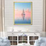 Solitary Sailboat Tranquility Pastel Sunset - Boat Canvas Wall Art