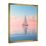 Solitary Sailboat Tranquility Pastel Sunset - Boat Canvas Wall Art