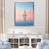 Solitary Sailboat Tranquility Pastel Sunset - Boat Canvas Wall Art