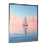 Solitary Sailboat Tranquility Pastel Sunset - Boat Canvas Wall Art
