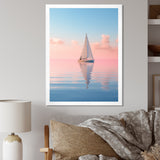 Solitary Sailboat Tranquility Pastel Sunset - Boat Canvas Wall Art