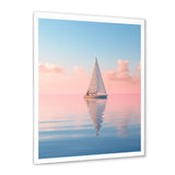 Solitary Sailboat Tranquility Pastel Sunset - Boat Canvas Wall Art