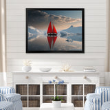 Red Sailboat Arctic Tranquility - Boat Canvas Wall Art