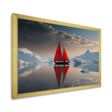 Red Sailboat Arctic Tranquility - Boat Canvas Wall Art