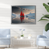 Red Sailboat Arctic Tranquility - Boat Canvas Wall Art