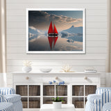 Red Sailboat Arctic Tranquility - Boat Canvas Wall Art