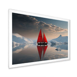Red Sailboat Arctic Tranquility - Boat Canvas Wall Art