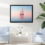 Pink Sailboat Pastel Sunset Reflection - Boat Canvas Wall Art