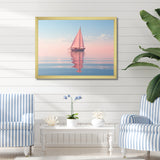 Pink Sailboat Pastel Sunset Reflection - Boat Canvas Wall Art
