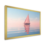 Pink Sailboat Pastel Sunset Reflection - Boat Canvas Wall Art
